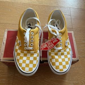 Vans shoes. Yellow checkerboard. Women size 8